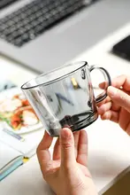 コーヒーカップ 家庭用 透明ガラス 縦ストライプ 高デザイン