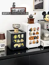 中古風コーヒーコーナー用デスクトップカップ収納ボックス【扉付き・水切り機能】