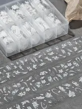 半透明の雪割草転写シール【国風中式・蝶デザイン・ネイルアクセサリー】（セットアップ対応）