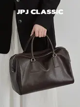 ボストン型 植鞣牛皮ハンドバッグ【ショルダー・斜め掛け・通勤用】