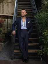 秋春用 イタリアンスタイルのフィットデニムジャケット【レトロデザイン・紳士用】