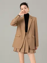 高級感のある精練ウール製女性用ジャケット【秋用・オーバーサイズ・カジュアルスタイル】