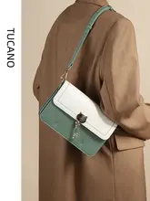 啄木鳥 本革 斜め掛けバッグ【カラーブロック・小型・ファッション・ショルダーバッグ】