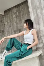 涼感透湿 ブラックサテン素材のストレートレギンス【ハイウエスト・ロング丈・レディース】