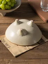 和風レトロ三脚粗陶皿【ユニークデザイン・お菓子やフルーツ用・クリエイティブ菜皿】