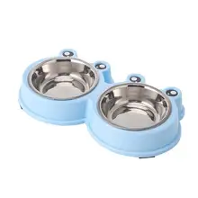 可愛らしいデザインのステンレス猫用・犬用フードボウル【ペット用・ダブルボウル・小型犬用】