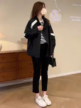 バイカラー切替のアウターコート【デザイン性の高いルーズフィット・春秋用・女性用】