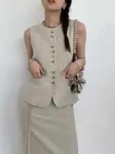 文芸風 小丸  首ベスト【通勤用・スカート・ショートパンツ】（セットアップ対応）