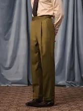 羊毛製 ハイウエストストレートスラックス【クラシックスタイル・ホワイト・ビジネスシーン対応】