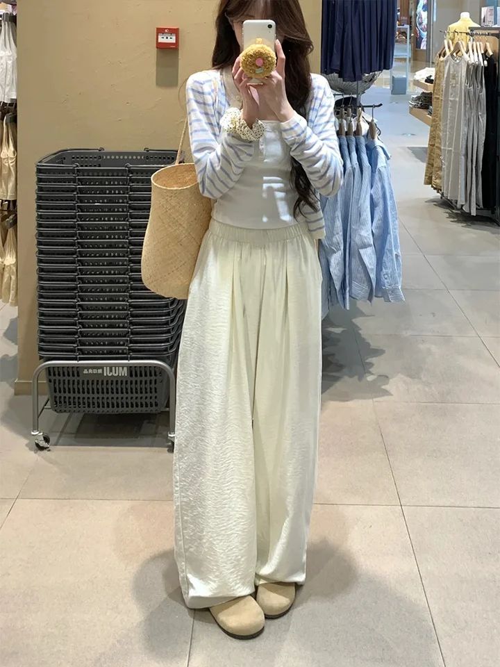 夏用 大きいサイズのパンツ【ゆったりフレア・ソフトな触感・杏色】（セットアップ対応）