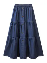 春にぴったりの軽やかなデニムスカート【高ウエスト・ゆったりデザイン・ミディ丈】