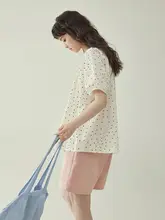 北岛AMUU オリジナル ドット柄ショートスリーブシャツ【フレンチスタイル・ルーズフィット・パフスリーブ】