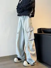 ワイドレッグデザインのデニムパンツ【メンズ・大きなポケット・ヴィンテージスタイル・ルーズフィット】
