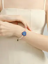 デザイン性の高いパールアクセサリー ブルーコーンフラワーブレスレット【母の日ギフトに最適】