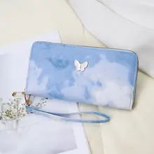 リボンデザインの長財布【ファスナー付き・女性用・ポンポンチャーム】