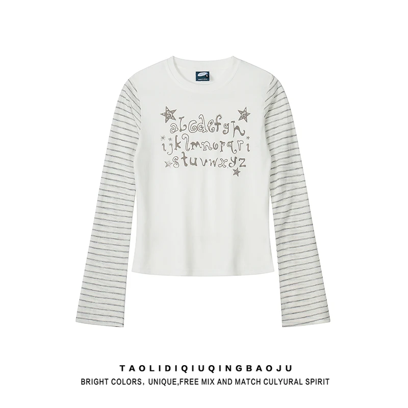 アメリカンレトロ風ストライプ柄長袖Tシャツ：春に着るY2Kスタイルの実用性とフィット感
