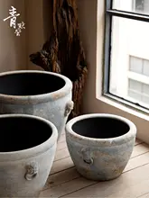 シンプルで美しい！景德鎮製 狼の頭デザイン陶器大花瓶【落ち着いた印象・庭園用】