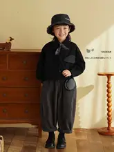 子供用コットン長袖シャツ【春用・ブラック・ポロカラー】