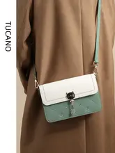 啄木鳥 本革 斜め掛けバッグ【カラーブロック・小型・ファッション・ショルダーバッグ】