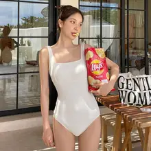 白色セクシー ワンピース水着【体型カバー・温泉用・高級感】