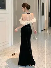 洗練されたデザインの黒いハイネックロングドレス【重工装飾・心機一転】