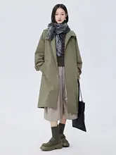桑蚕丝入り 中長丈 ジャケット【長袖・ベルト付き・グリーン・秋冬用】