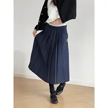 Inbeshowroom シンプルな無地のプリーツスカート【女性用・Aライン・長丈・ジャケットスタイル】