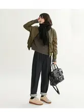 ハイウエスト バルーン デニムパンツ 通勤 ユニバーサル 炭黒 日本素材