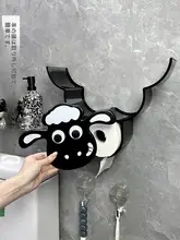 穴あけ不要のおしゃれなデザインの壁掛けトイレットペーパー収納ラック【カートゥーンスタイル・バスルーム用】