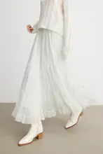 花柄レース付きのシフォンスカート【春用・女性用・ロング丈】