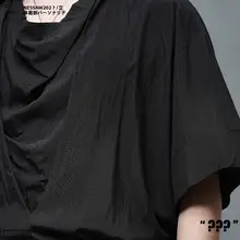 デザイン性の高い七分袖シャツ【ユニセックス・堆堆襟・アートスタイル】（セットアップ対応）
