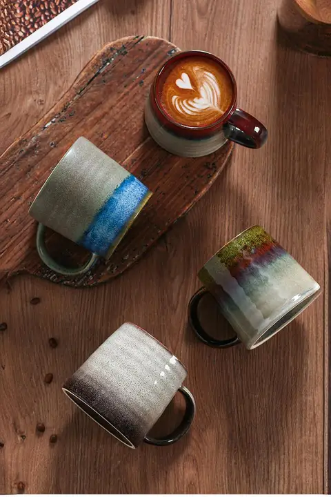 高級感ある陶器製カフェマグカップ【ペア・家庭用・高いデザイン性】