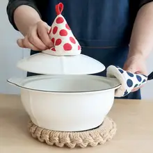 ドット柄三角形鍋用アイソレーションカバー【オーブン対応・熱から保護】