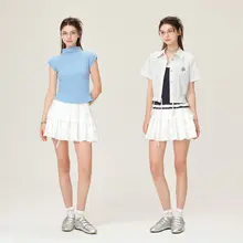バレエスタイルの白色ケーキスカート【夏用・フレア・百褶デザイン・ショートスカート】