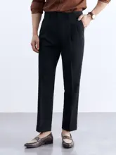 高腰 メンズスーツパンツ【ビジネス・伸縮性・シワになりにくい・クラシックスタイル】