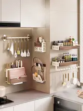 胡桃木製キッチン用置物棚【穴あけ不要・多層構造・アンティークスタイル】