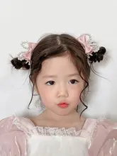 可愛いピンクの立体パールリボンヘアクリップ【子供用・髪飾り・女の子向け】（セットアップ対応）
