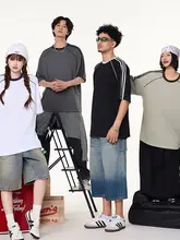 ストライプデザインのメンズ半袖Tシャツ【夏用・ラウンドネック・カジュアル】