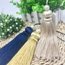 欧風カーテンボールフリンジ付き装飾品【テーブルランナー用・クッションカバー用】