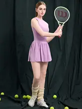 高領デザインのスポーツワンピース【テニス・バドミントン・速乾・フィット感・胸パッド付き】
