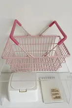 スチール製デスクトップ収納ボックス【ホワイト・ピンク・シンプルデザイン・アクセサリー収納】