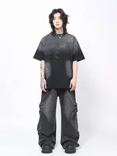 半袖Tシャツ メンズ ヘビーウェイト グラデーション USED加工 オーバーサイズ ルーズ アメカジ ヴィンテージ ストリート トップス「Mz」