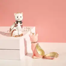 猫デザインのジュエリーボックス【日式・メタリック・クラウン付き】