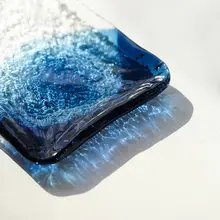 手作りのハンマーテクスチャ透明ガラス小皿【日本製・おやつ用・家庭用】