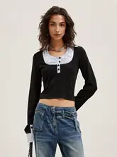 グレーのニットシャツ風デザインのハイネック長袖Tシャツ【リブ編み・タイトフィット・春向け】（セットアップ対応）