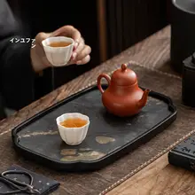 新中式 小型干泡茶盤【高級デザイン・一つの茶壺と二つのカップ付き】