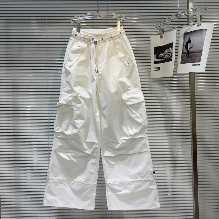 カーゴパンツ パラシューターパンツ レディース ドローコード ポケット付き ワイド ルーズ アメカジ 秋物