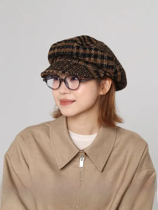 レトロなヒョウ柄のベレー帽【女性用・秋冬新作・雲のようなデザイン・大きめサイズ】