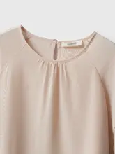 真丝ランタンスリーブ短袖Tシャツ【ラウンドネック・ルーズフィット・シルク100%】