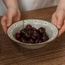 美濃焼の陶器プレート【梅花型・セサミ釉・ヴィンテージスタイル・デザート・フルーツ用】